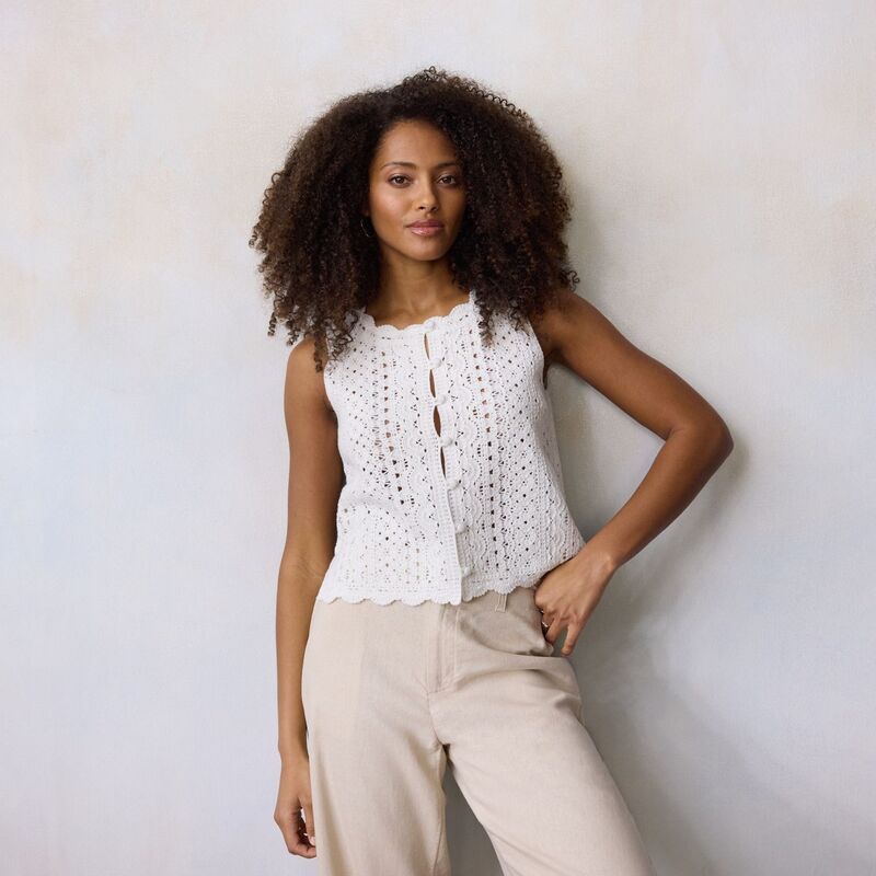 LC Lauren Conrad レディース アウター ニット・セーター プチ Petite LC Lauren Conrad Button Front Crochetank Top Daisy Dew