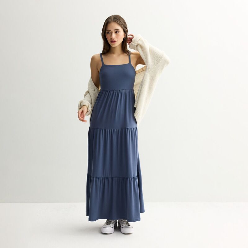 エスオー レディース トップス ワンピース ティアード マキシ Juniors SO Tiered Maxi Dress Cyclone Blue ブルー