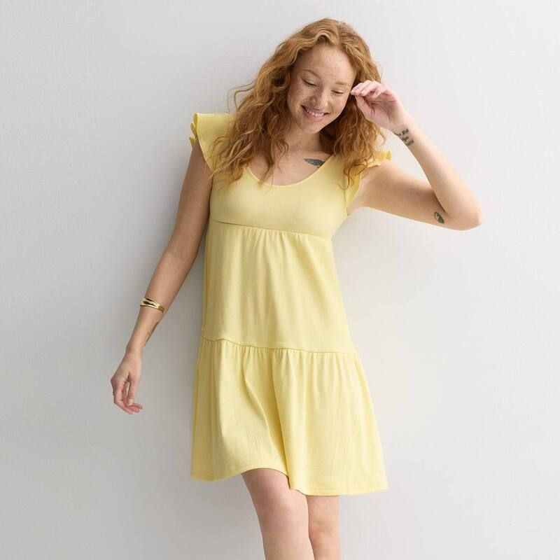 エスオー レディース トップス ワンピース ミニ Juniors SO Easy Flutter Sleeve Mini Dress Lemon Mist