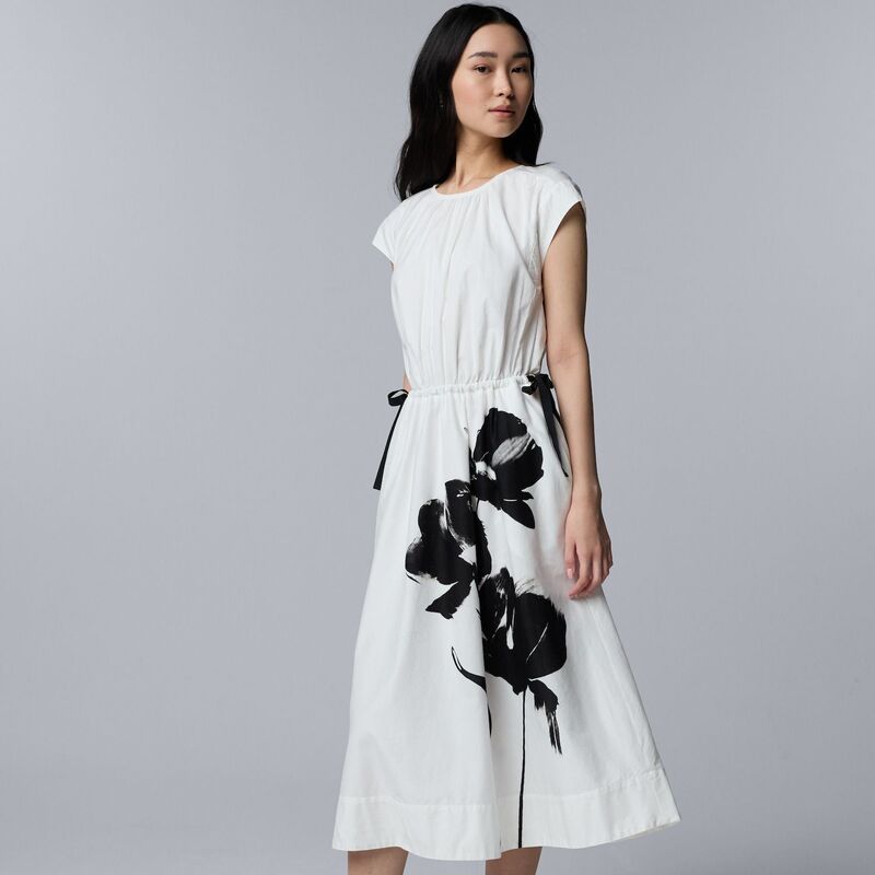 ヴェラウォン レディース トップス ワンピース ミディ Womensimply Vera Wang Tie Waist Midi Dress White Blk Floral ホワイト