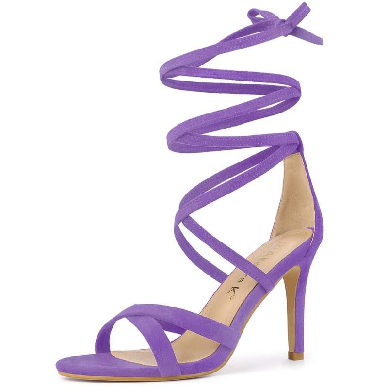 アレグラ ケー レディース シューズ パンプス サンダル レース ヒール ALLEGRA K Womens Lace Up Heelstiletto Higheel Sandals Purple パープル