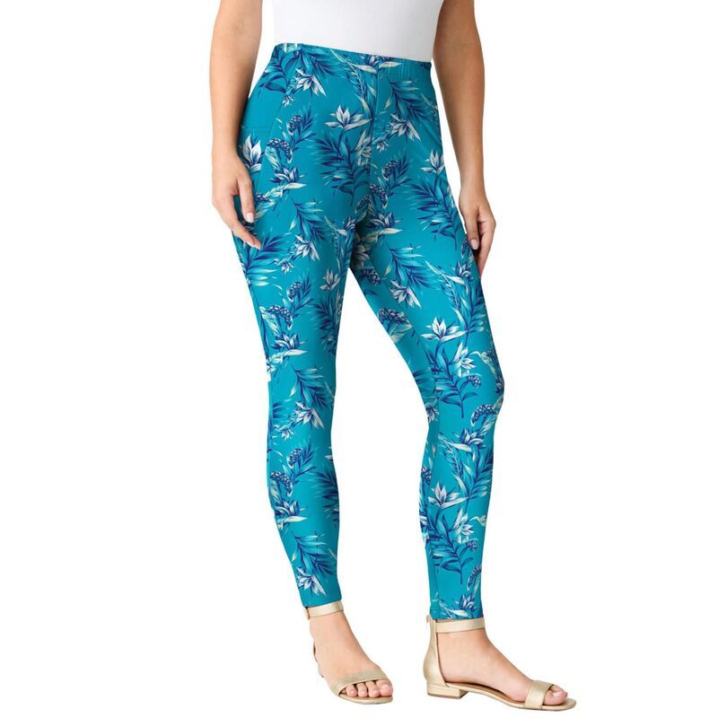 ロアマンズ レディース ボトムス カジュアルパンツ プラスサイズ Roamans Womens Plusize Side Pocket Essentialegging Turquiose Paradise