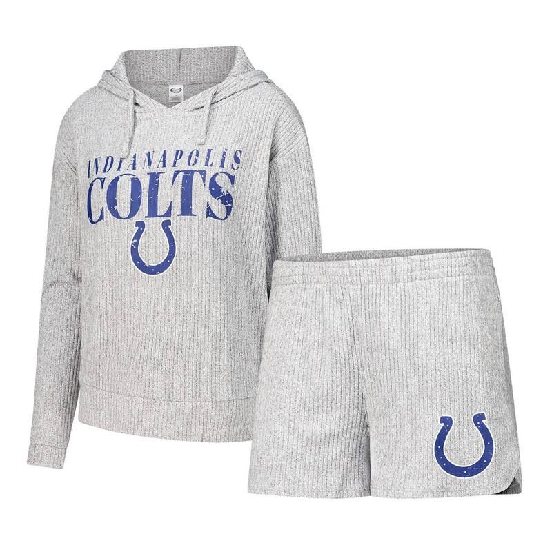 アンブランデッド レディース アンダーウェア ナイトウェア ショートパンツ パーカー Unbranded Womens Conceptsport Gray Indianapolis Colts Juniper Long Sleeve Hoodie Top Sh