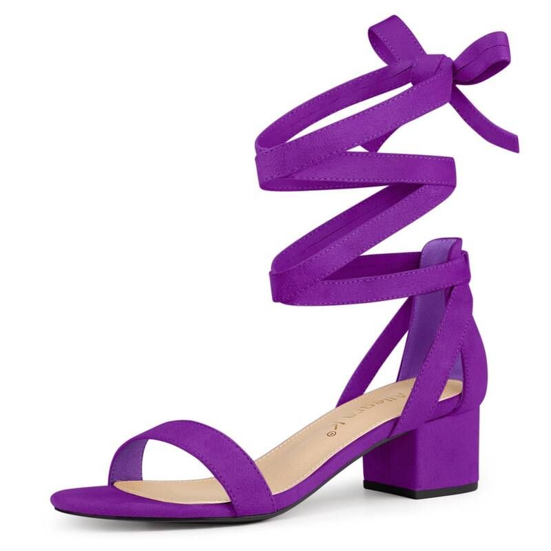 アレ�
2000
�ラ ケー レディース シューズ パンプス サンダル レース ヒール ALLEGRA K Womens Open Toe Block Heelace Up Heels Heel Sandals Purple パープル