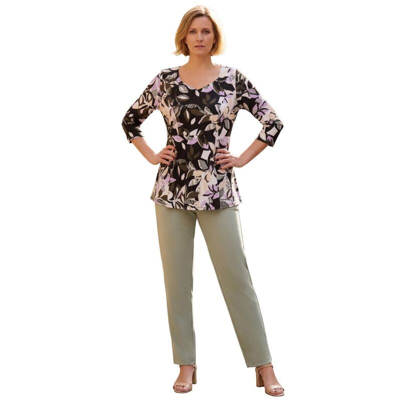 ジェシカロンドン レディース トップス シャツ クレープラスサイズ ニット Jessica London Womens Plusize Knit Crepe Sweetheart Neckline Peplum Top Green Multi Ferns グリ