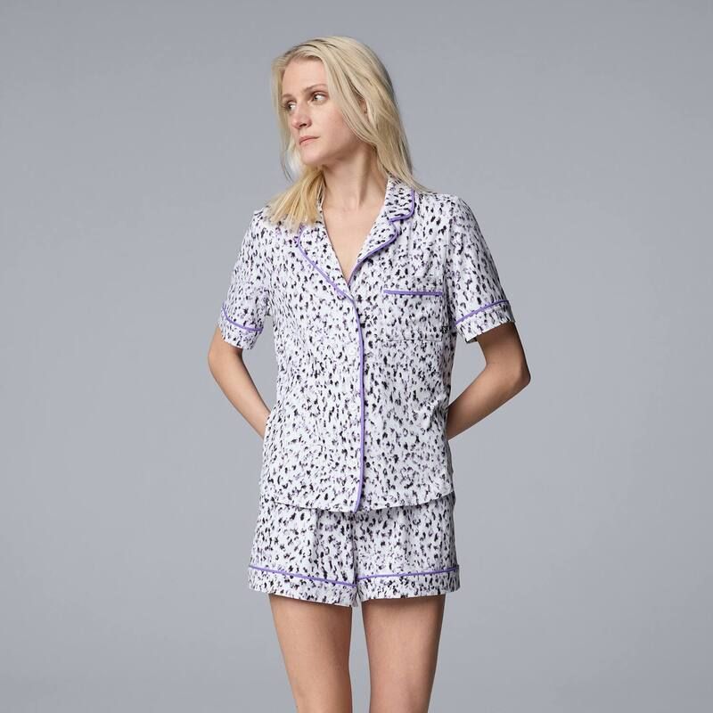 ヴェラウォン レディース アンダーウェア ナイトウェア ショートパンツ Womensimply Vera Wang 2pc Pajama Top Pajama Shortsleepwear Set White Animal ホワイト 7,984円
