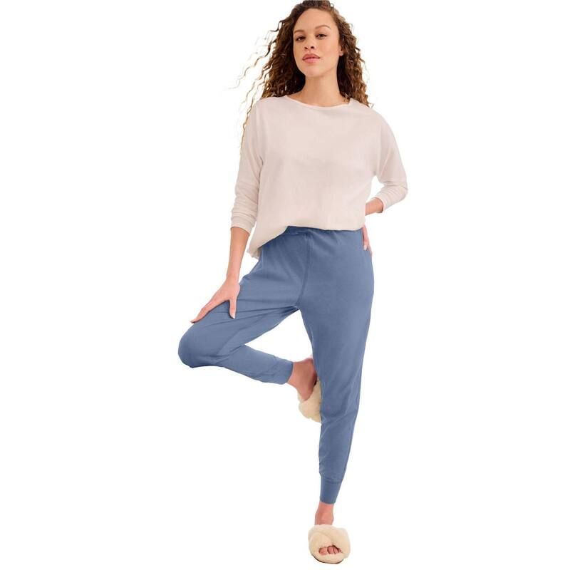 Ellos レディース アンダーウェア ナイトウェア プラスサイズ パンツ ニット ellos Womens Plusize Knit Jogger Sleepants Pale Indigo インディゴ