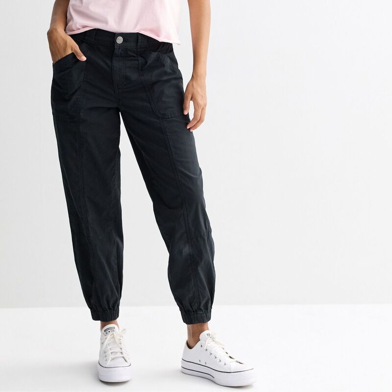 エスオー レディース ボトムス カジュアルパンツ Juniors SO Curvy Mid Rise Utility Jogger Pants Black Luxe ブラック