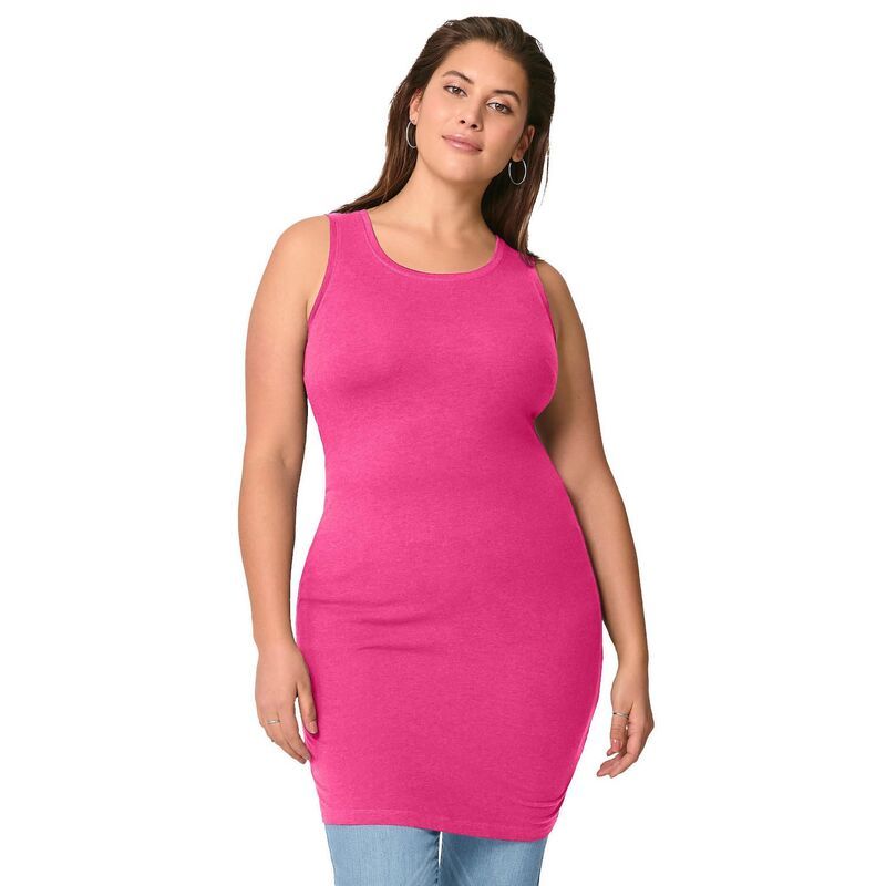 Ellos レディース トップス Tシャツ プラスサイズ ノースリーブ ellos Plusize Long Sleeveless Tank Raspberry Sorbet