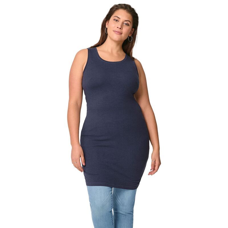 Ellos レディース トップス Tシャツ プラスサイズ ノースリーブ ellos Plusize Long Sleeveless Tank Navy ネイビー