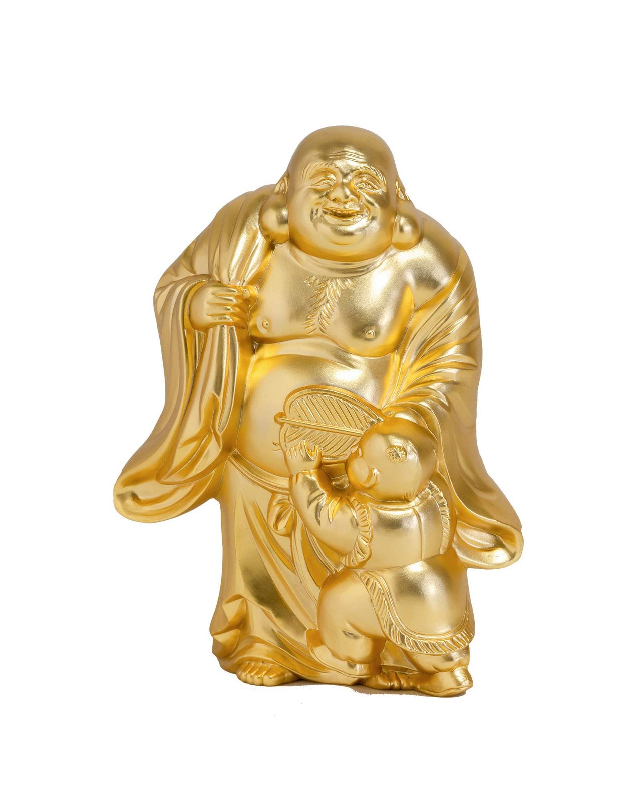 開運七福神 布袋（金メッキ/24金） 仏師：牧田秀雲 原型＿仏像 置物 高岡銅器（ほてい7ｆg）″mn dcbb2234
