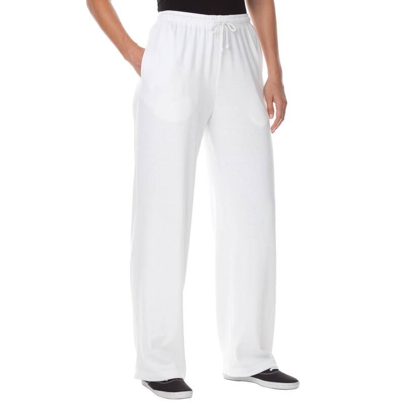 ウーマン ウィズイン レディース ボトムス カジュアルパンツ ストレート プラスサイズ ニット Woman Within Plusize Sport Knit Straight Leg Pant White ホワイト