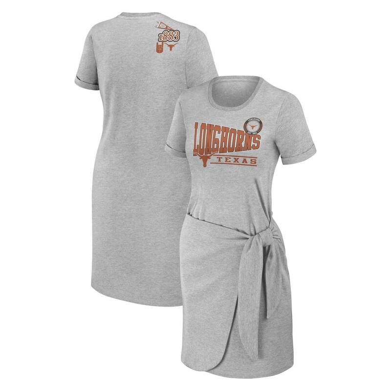 ウェア バイ エリン アンドルーズ レディース トップス ワンピース Tシャツ Womens WEAR by Erin Andrews Heather Gray Texas Longhorns Knotted TShirt Dress Tex Grey グレー