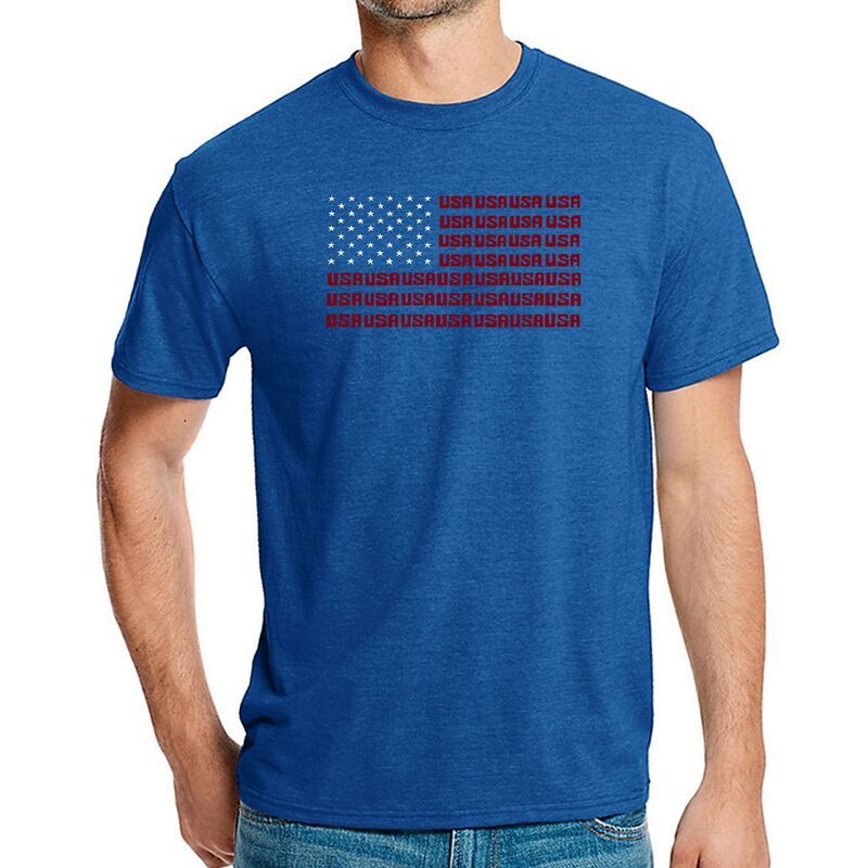 エルエーポップアート レディース トップス Tシャツ LA Pop Art USA Flag Mens Premium Blend Word ArtShirt Royal