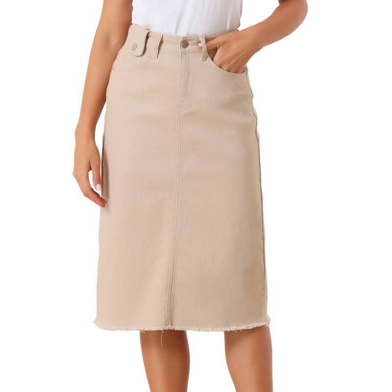 アレグラ ケー レディース ボトムスカート ハイウエスト ミディ デニム ALLEGRA K Womens High Waist Solid Jean Skirt Back Vent Midi Length Denim Skirts Apricot アプリコッ 10,485円