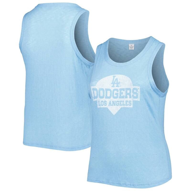 ソフト アズ ア グレープ レディース トップス Tシャツ ハイネック プラスサイズ Womensoft as a Grape Royalos Angeles Dodgers Plusize High Neck TriBlend Tank Top Lad Bl