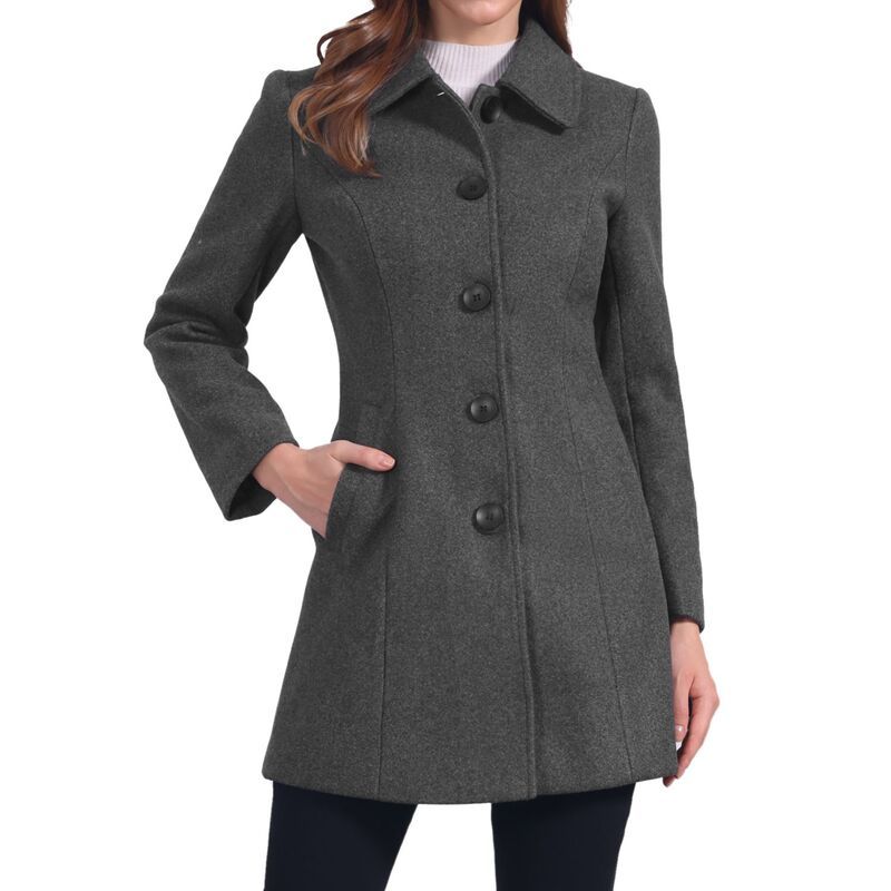 アレグラ ケー レディース アウター ジャケット・ブルゾン コート ALLEGRA K Womens Casual Winter Single Breasted Mid Length Overcoat Deep Grey グレー