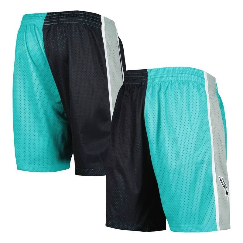 ミッチェルネス レディース ボトムス ハーフパンツ・ショーツ ショートパンツ Mens Mitchell Ness TealBlack Santonio Spurs Hardwood Classics 1998 Split Swingman Shortspr