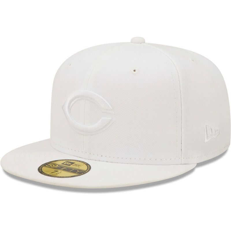 ニューエラ レディース アクセサリー 帽子 Mens New Era Cincinnati Reds White on White 59FIFTY Fitted Hat Red White ホワイト