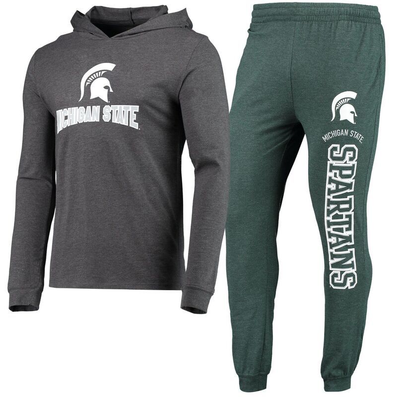 アンブランデッド レディース アンダーウェア ナイトウェア パンツ Tシャツ パーカー Unbranded Mens Conceptsport Heathered GreenHeathered Charcoal Michigan State Spartans