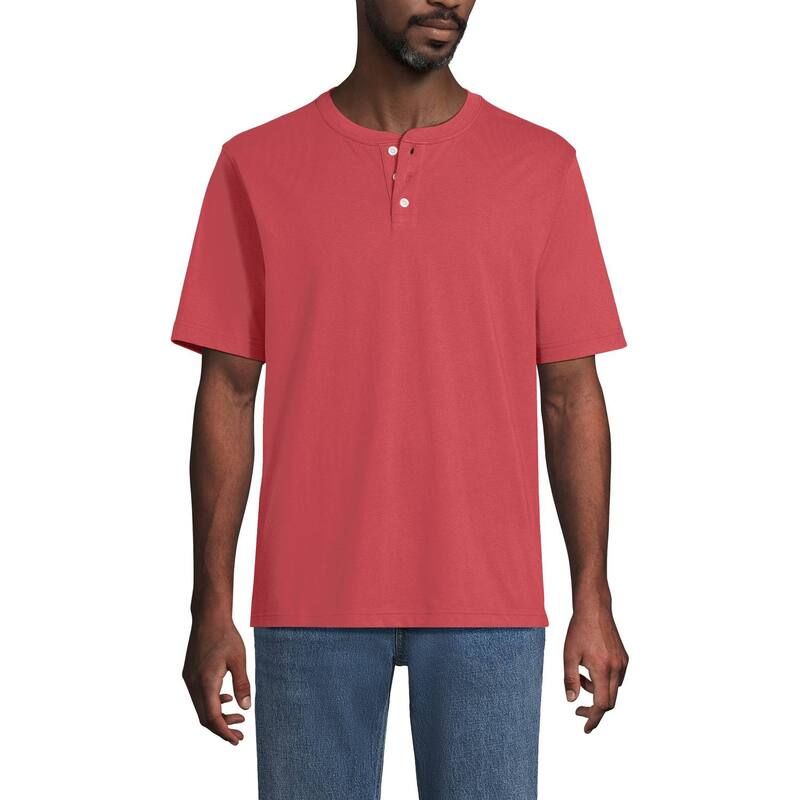 ランズエンド レディース トップス Tシャツ Mens Lands End ClassicFit SuperT Henley Rosewood