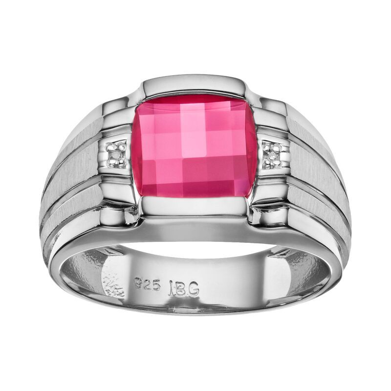 アンブランデッド レディース アクセサリー リング Unbranded Mens LabCreated Ruby Diamond Accent Sterling Silvering Red レッド