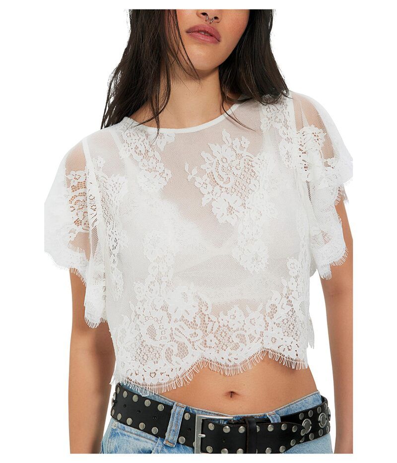 フリーピープル レディース トップス シャツ レース Free People Lunar Ash Lace Top Clean Ivory アイボリー