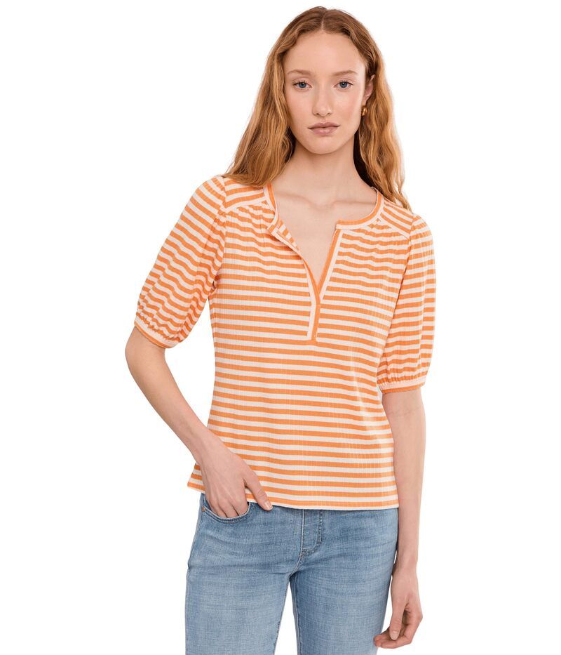リヴァプール ロサンゼルス レディース トップス シャツ プチ ニット Liverpoolos Angeles Petitelbow Sleeve Henley Knitop OrangeWhite St ホワイト