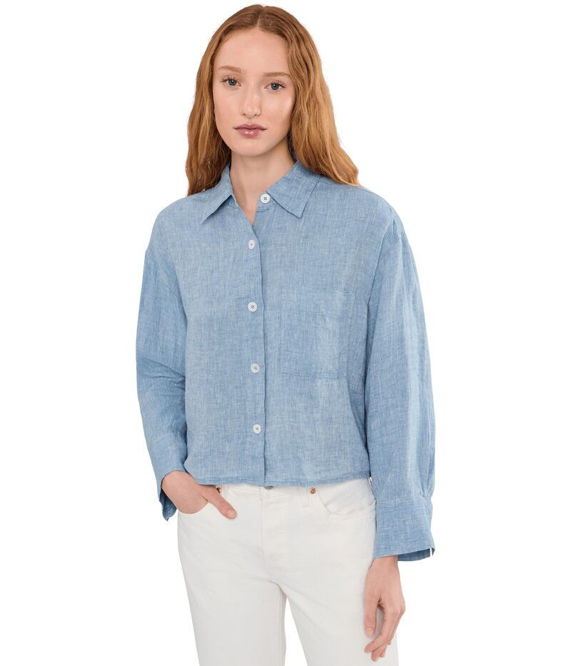 メイドウェル レディース トップス シャツ リネン Madewell StraightHem Shirt in 100 Linen Sunfaded Blue ブルー