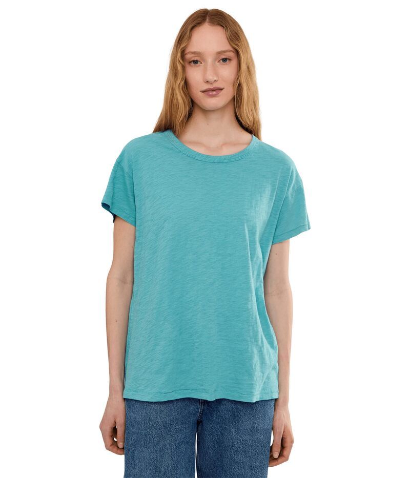 モッドドック レディース トップス シャツ クルーネック Mododoc Short Sleeve Crew Neck Favoritee Aqua Mist アクア