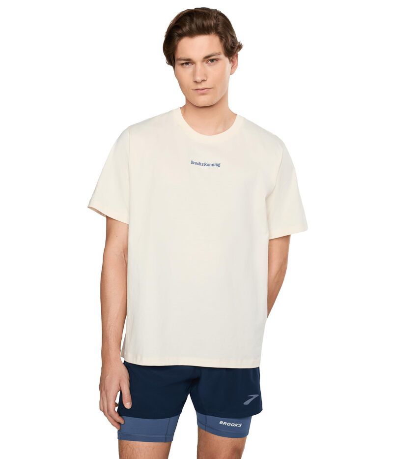 ブルックス メンズ トップス シャツ Brooks Movement Heavyweightee Ivory アイボリー