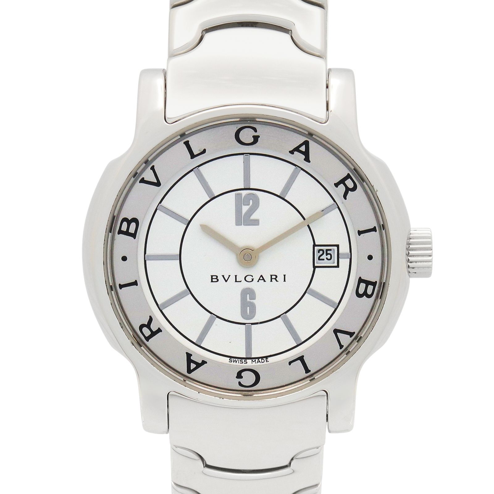 ブルガリ BVLGARI 腕時計 ソロテンポ ST29S ホワイト ステンレススチール ソロテンポ レディース Used A