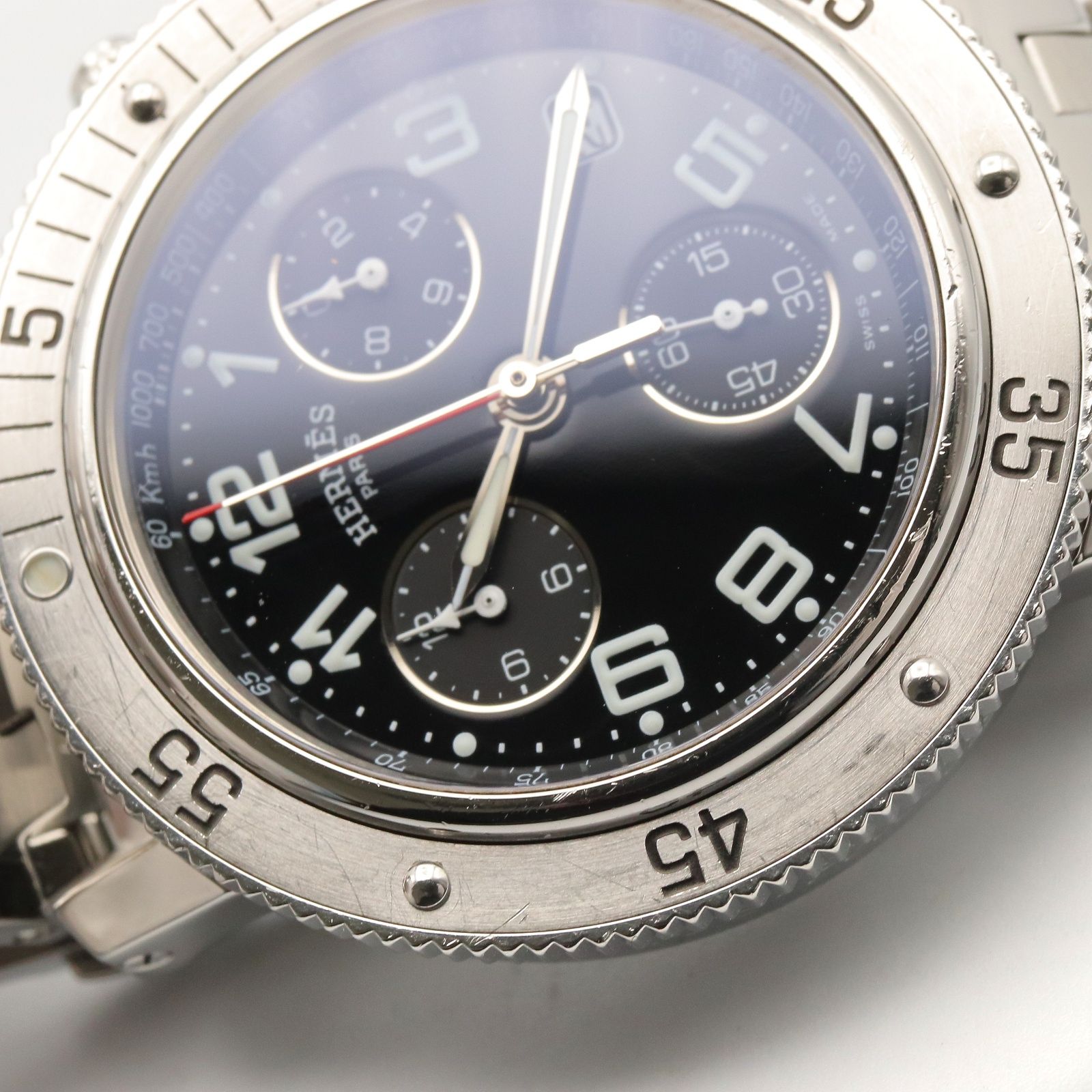 エルメス HERMES 腕時計 クリッパーダイバー クロノ CL2.910 ブラック