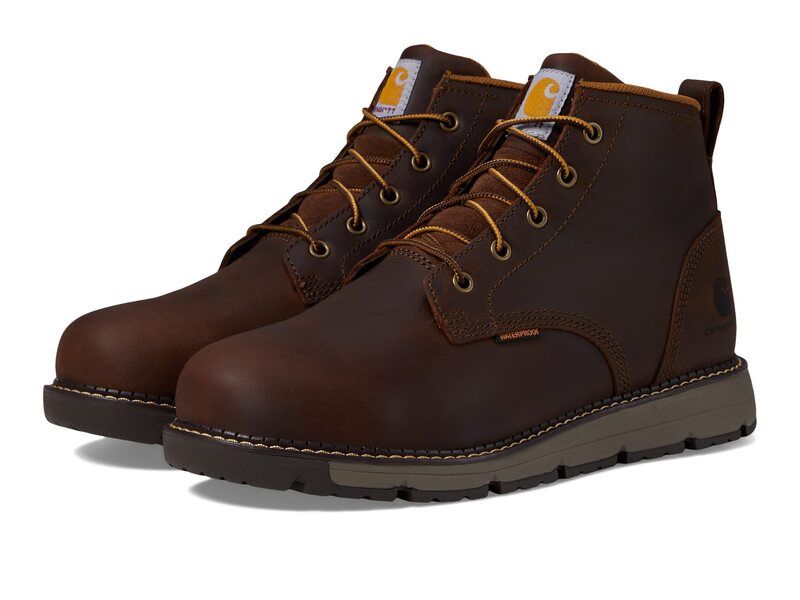 カーハート メンズ シューズ ブーツ・レインブーツ Tシャツ Carhartt Millbrook Waterproof 5 Steel Toe Wedge Work Boot Brown Oil Tanne ブラウン