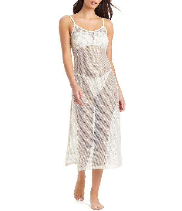 サンクチュアリー レディース トップス ワンピース マキシ Sanctuary Sea Crochet Scoop Neck Maxi Slip Swim CoverUp Dress White Gold ホワイト