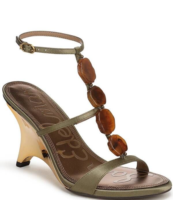 サムエデルマン レディース シューズ サンダル サテン アンクル Sam Edelman Massey Satin Stonembellished Ankle Strap Wedge Dressandals Light Olive オリーブ 34,320円