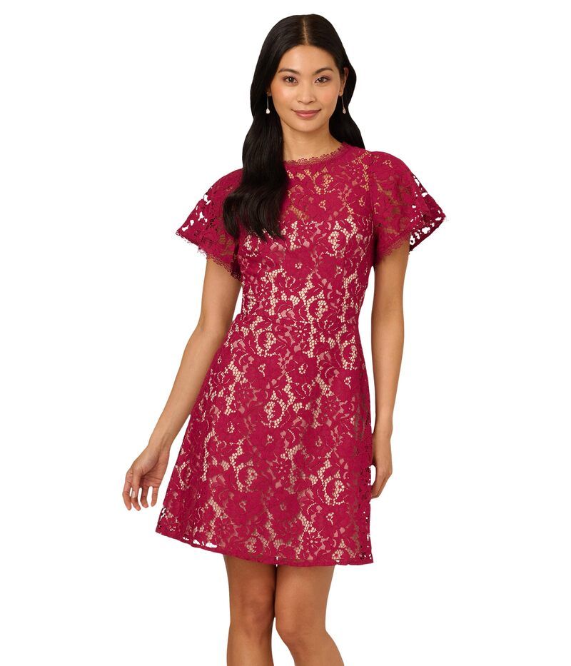 アドリアナ パペル レディース トップス ワンピース レース Adrianna Papellace Flounce Short Dress Light Wine ワイン 27,820円
