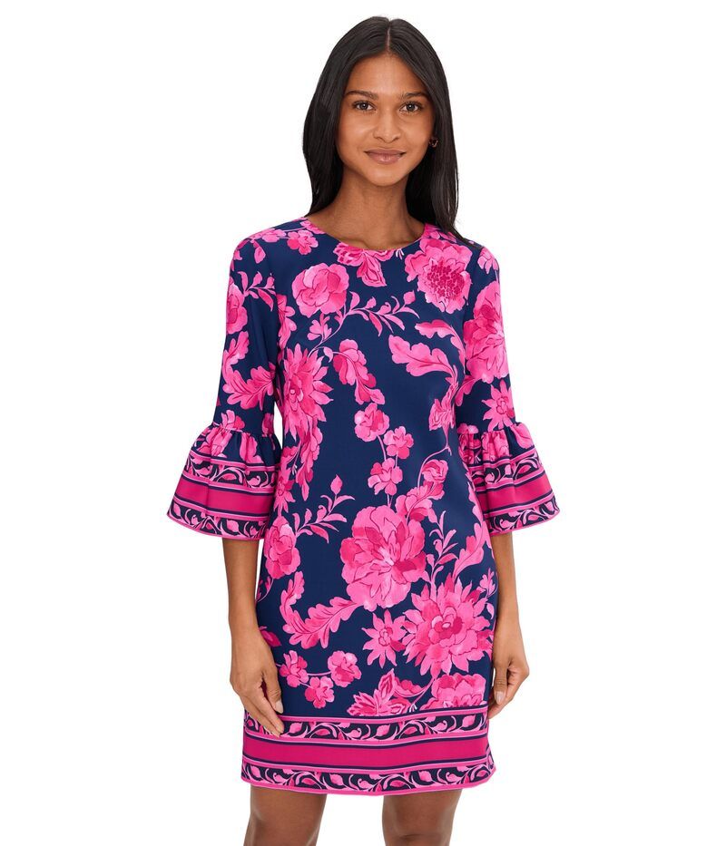 アドリアナ パペル レディース トップス ワンピース Adrianna Papell Bell Sleeve Short Dress Navy Multi ネイビー