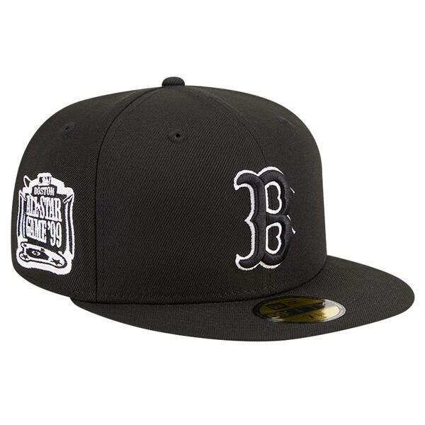 ニューエラ メンズ アクセサリー 帽子 ロゴ Mens New Era Black Boston Red Sox Logo 59FIFTY Fitted Hat Black ブラック