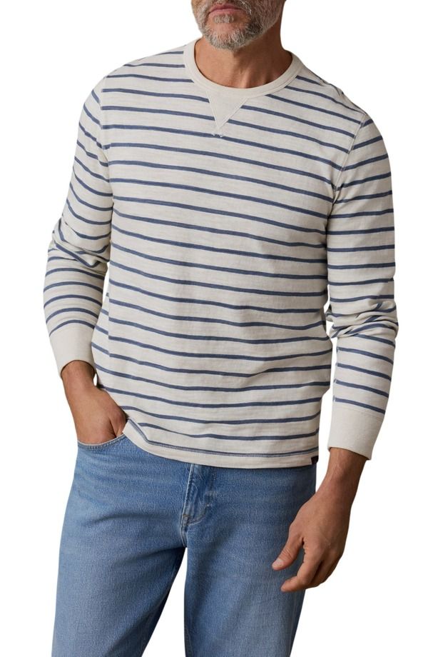 ファレティ メンズ アウター パーカー・スウェット コットン Faherty Sunwashed Slub Organicotton Hoodie Ivory Dusk Breton Stripe アイボリー