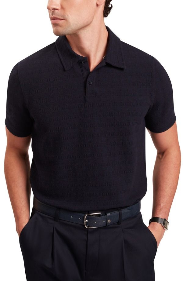 テッドベーカー メンズ トップス ポロシャツ Ted Baker Serapa Texture Polo Navy ネイビー