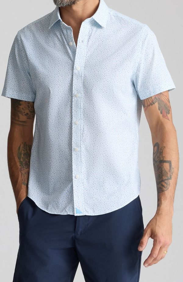 アンタックイット メンズ トップス シャツ プリント UNTUCKit Brookstone Dandelion Print Short Sleeve Performance ButtonUp Shirt Blue ブルー