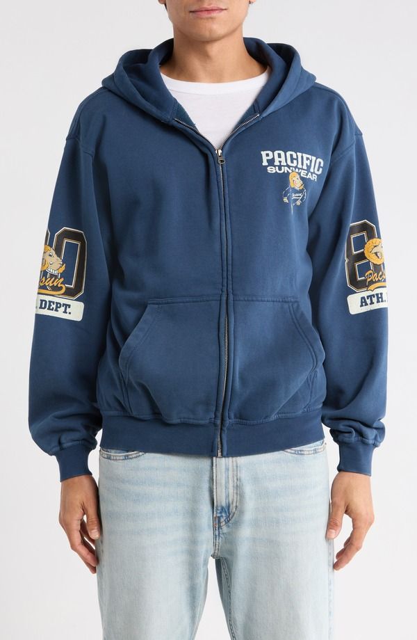 パクサン メンズ アウター パーカー・スウェット コットン PacSun Athletic Department Cotton Zip Hoodie Navy ネイビー