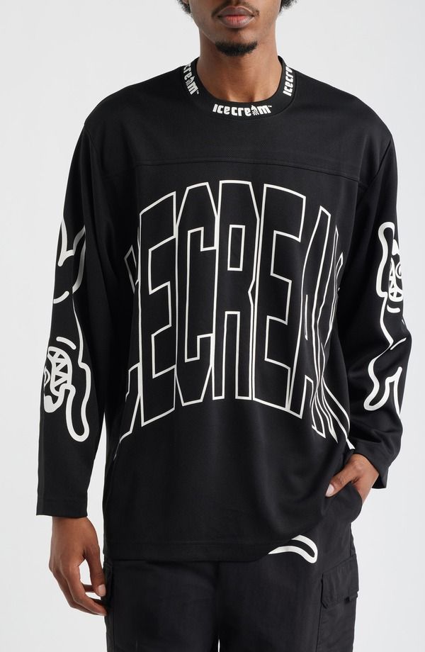 アイスクリーム メンズ トップス Tシャツ グラフィック ICECREAM Hyperdrive Oversize Long Sleeve Graphic TShirt Black ブラック