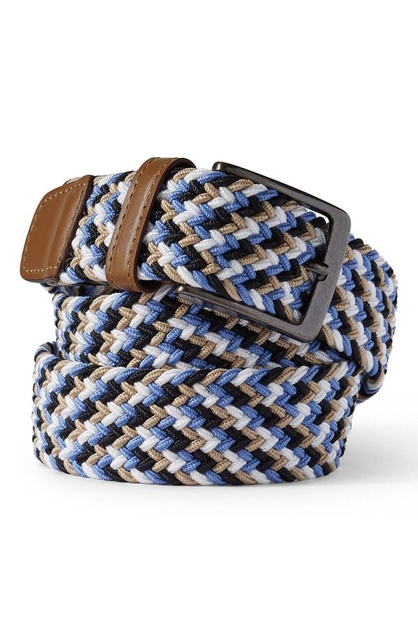 ランズエンド メンズ アクセサリー ベルト Lands End Elastic Braid Belt Slate Blue Multi スレート