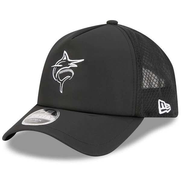 ニューエラ メンズ アクセサリー 帽子 Mens New Era Black Miami Marlins 2026 Batting Practice Alternate Apex 9FORTY Adjustable Hat Black ブラック