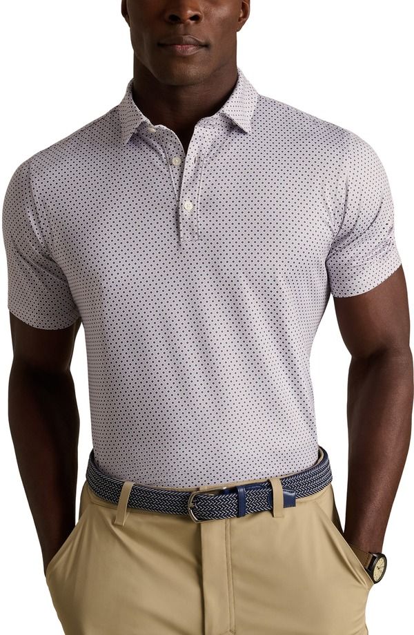 ローヌ メンズ トップス ポロシャツ Rhone Drive Time Performance Polo Lilac Rain Geo ライラック