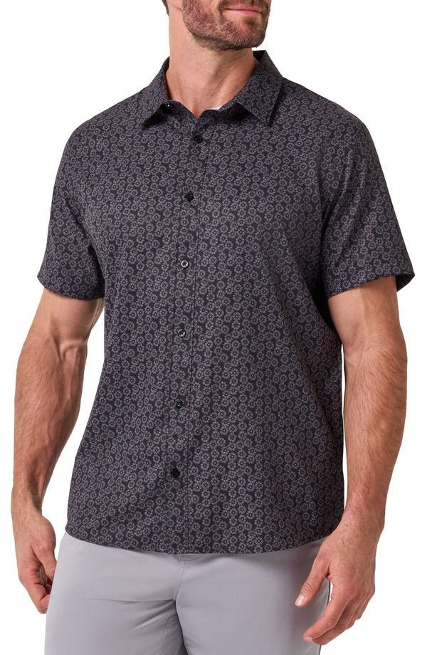 トラビスマヒュー メンズ トップス シャツ フラワー柄 フラワー TravisMathew Techwoven Sunlight Floral Short Sleeve Performance ButtonUp Shirt Black ブラック