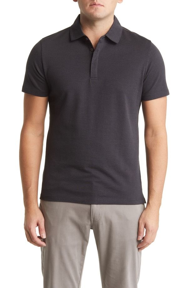 ロバートバラケット メンズ トップス ポロシャツ Robert Barakett Creston Micropattern Jacquard Polo Charcoal チャコール
