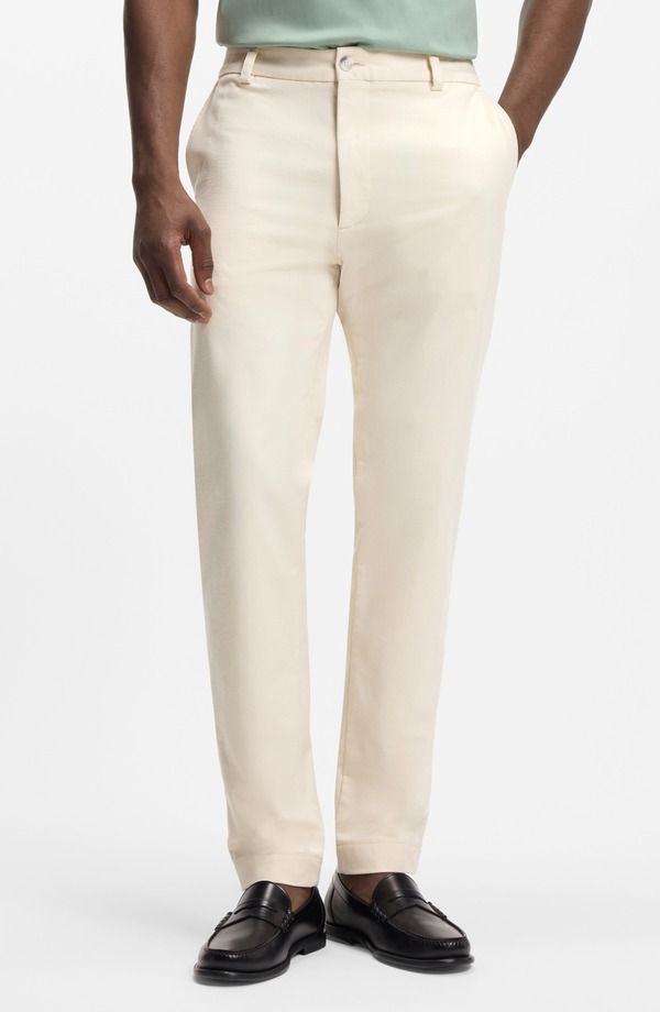 ボス メンズ ボトムス カジュアルパンツ ストレート BOSS Kane Flat Front Straight Leg Pants Open White ホワイト